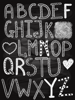Vector Hand Drawn Chalk Letters,  fully editable eps 10 file