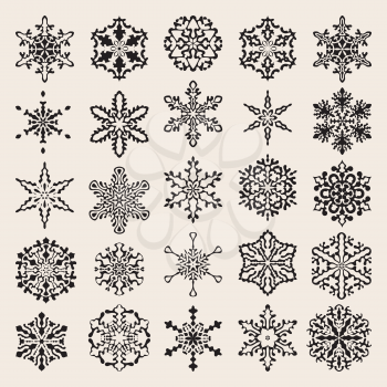 25 Vector Snowflakes Set