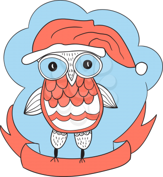 Vector Christmas Greeting Card with Funny Owl