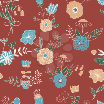 Vector Seamless Pattern with Spring Bouquets