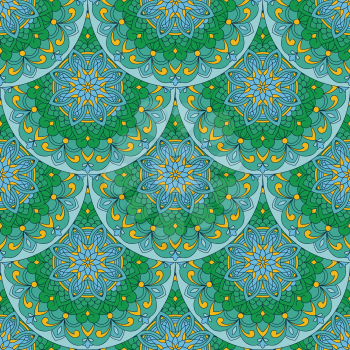 Vector Seamless Pattern with circles in oriental style