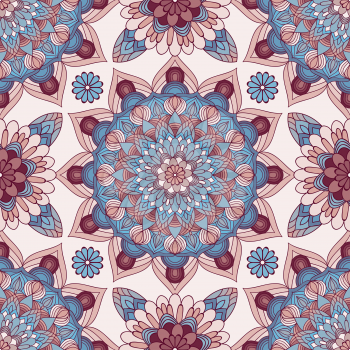 Vector Seamless Pattern with circle ornament in oriental style