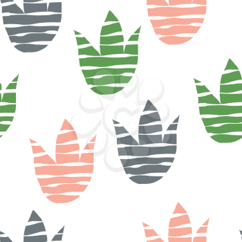 Vector Seamless Abstract Floral Pattern with Tulips. Scandinavian Style. Bright Summer Design