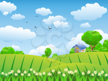 Royalty Free Clipart Image of a Rural Scene