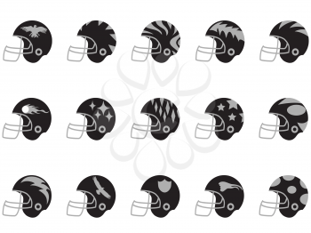 Royalty Free Clipart Image of Football Helmets