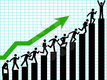 Royalty Free Clipart Image of Businessmen on a Chart