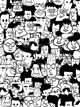 Royalty Free Clipart Image of a Crowd of Faces