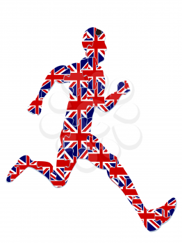 Royalty Free Clipart Image of a Runner With the Union Jack Flag