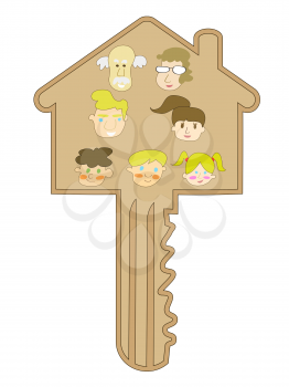 Royalty Free Clipart Image of a Family Key