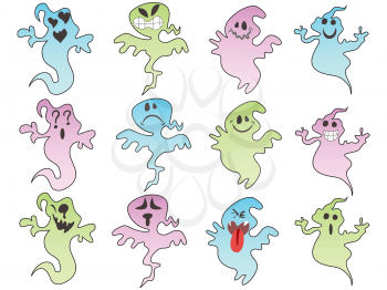 Royalty Free Clipart Image of Halloween Ghosts