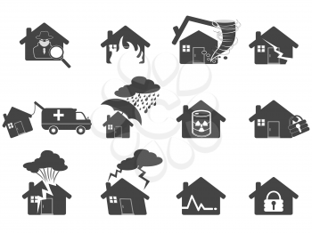 Royalty Free Clipart Image of House Disaster Icons