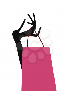 Royalty Free Clipart Image of a Woman Holding a Shopping Bag
