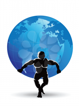 Royalty Free Clipart Image of a Man Carrying the World