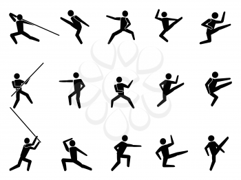 Royalty Free Clipart Image of People Doing Martial Arts