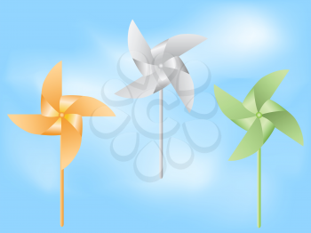 Royalty Free Clipart Image of Paper Windmills