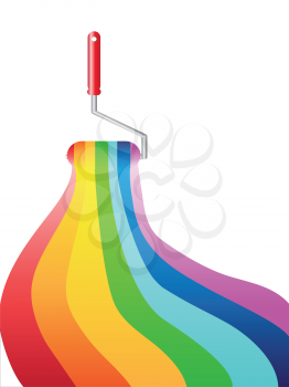 Royalty Free Clipart Image of a Rainbow Painting Roller