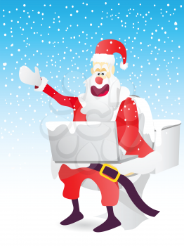 Royalty Free Clipart Image of Santa Claus Sitting on a Toilet
