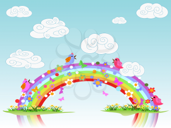 Royalty Free Clipart Image of a Spring Rainbow