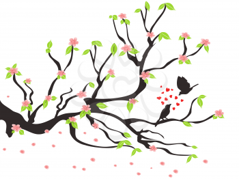 Royalty Free Clipart Image of Birds in a Tree