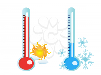 Royalty Free Clipart Image of Two Thermometers