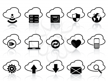 isolated cloud with icons set from white background