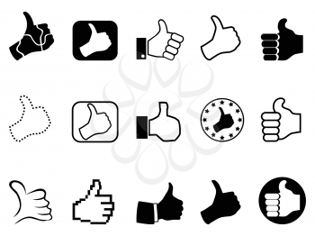 different type of black thumbs up icons on white background
