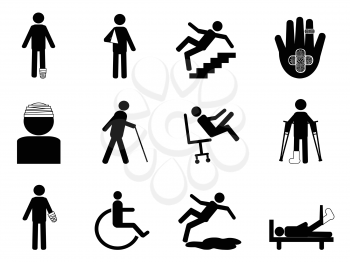isolated Injury icons set from white background 	