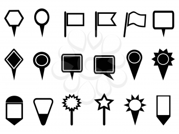 isolated map pointer and Navigation icons 	on white background