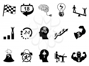 isolated Productive at work icons from white background