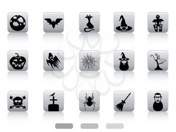 isolated Halloween button icons set on white background