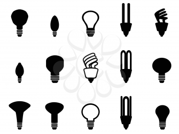 isolated light bulbs Silhouette collection from white