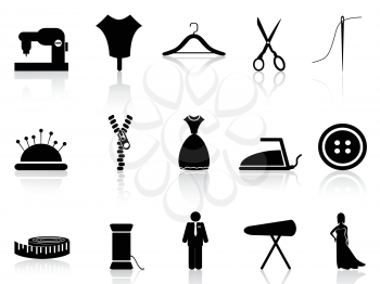 isolated tailor icons set on white background