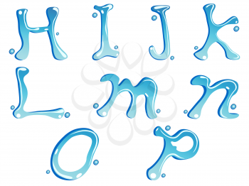 collection of water drop type font on white background