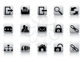 isolated web and internet button icons from white background 	