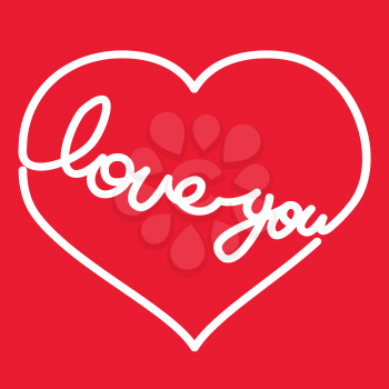 Royalty Free Clipart Image of a Heart With Love You in It