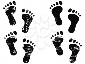 isolated black grunge human footprint on white background