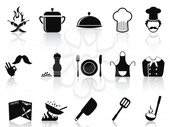 isolated black chef icons set from white background