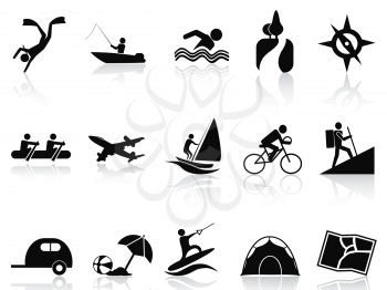 isolated summer activities icons set from white background