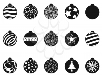 isolated black Christmas ball, christmas bauble icons set from white background