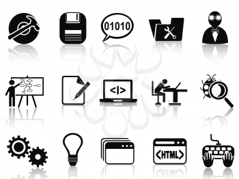 isolated program development icons set from white background