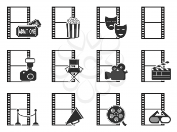 isolated movie film icons set from white background