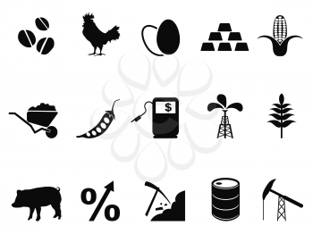 isolated commodities trading market icons set from white background