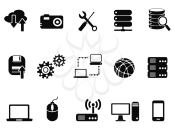 isolated black Technology Icons set from white background