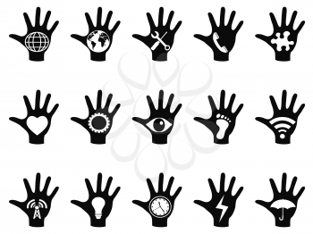 isolated hand concept icons set from white background