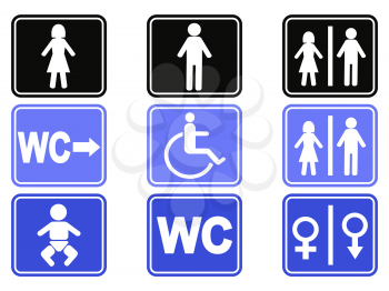isolated wc button icons set on white background