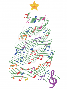 isolated colorful Music Christmas Tree from white background