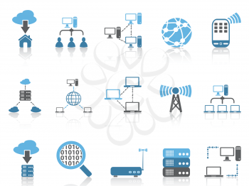 isolated blue color series computer communication icons set from white background