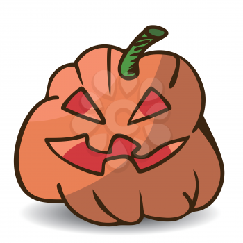isolated funny cartoon Halloween pumpkin icon from white background