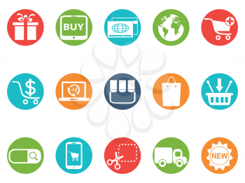 isolated eCommerce round button icons set from white background