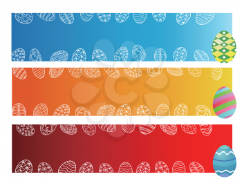 isolated easter day eggs banner on white background